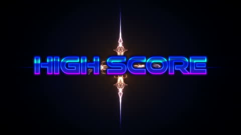 Futuristic Neon High Score Banner with Starburst Effect