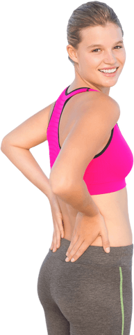 Confident Sportswoman Smiling in Vibrant Sports Outfit on Transparent Background