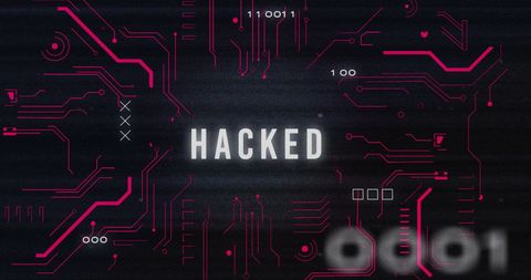 abstract digital glitch with circuit overlay and hacked text - Download Free Stock Images Pikwizard.com