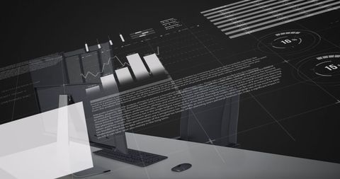 Futuristic Data Visualization Interface in Modern Office