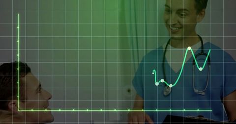 Healthcare Professional Evaluating Patient with Digital Health Graph