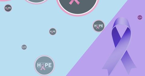 Cancer Awareness Concept with Hope Circles and Ribbon