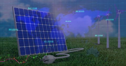 Green Energy ROI with Solar Panels and Wind Turbines - Download Free Stock Images Pikwizard.com