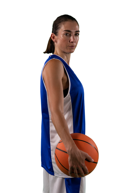 Determined Biracial Woman Basketball Player Holding Ball on Transparent Background - Download Free Stock Videos Pikwizard.com