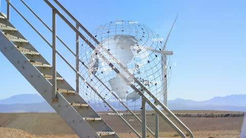 Global Digital Network Overlaying Rural Modern Landscape