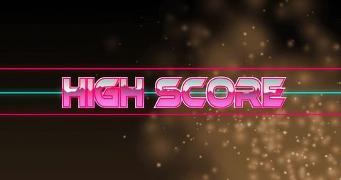 Retro Neon High Score Display with Golden Sparkles