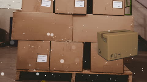 Warehouse Snow Animation with Shipping Boxes