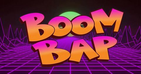 Vibrant 3D Boom Bap Text with Futuristic Neon Design