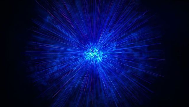 Radiating Neon Blue Energy Burst with Dynamic Light Rays
