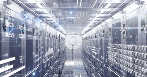 Futuristic Data Center with Digital Overlay of Graphs and Networks - Download Free Stock Images Pikwizard.com