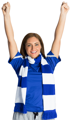 Cheerful football fan celebrating transparent background