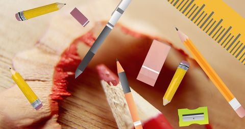 Back to school concept with stationery on desk background