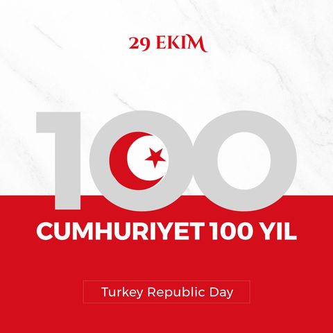 Celebrating Turkey Republic Day Centennial on Red and White Background - Download Free Stock Templates Pikwizard.com
