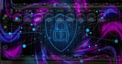 Cybersecurity Concept with Digital Padlock and Server Background - Download Free Stock Images Pikwizard.com