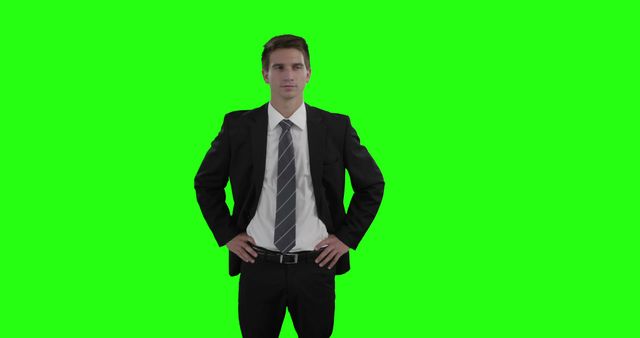 Businessman Standing Confidently with Hands on Hips - Download Free Stock Images Pikwizard.com