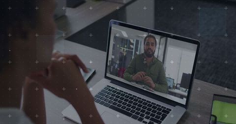 Virtual Meeting Data Processing Overlay Business Concept