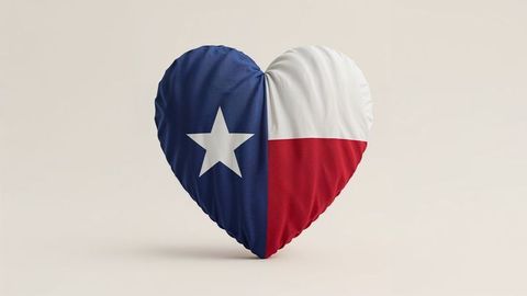 Heart-shaped cushion texas flag patriotic design