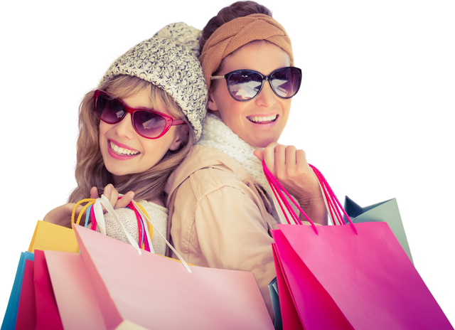 Stylish Women Holding Shopping Bags Smiling at Mall with Sunlight - Download Free Stock Videos Pikwizard.com