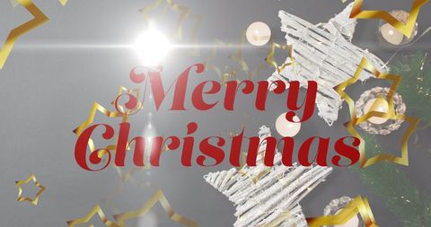 Festive Merry Christmas Text with Star Decorations