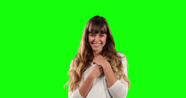 Smiling Young Woman with Long Hair on Green Screen Background - Download Free Stock Images Pikwizard.com