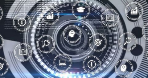 Futuristic Technology Hud with Data Analysis Icons - Download Free Stock Images Pikwizard.com