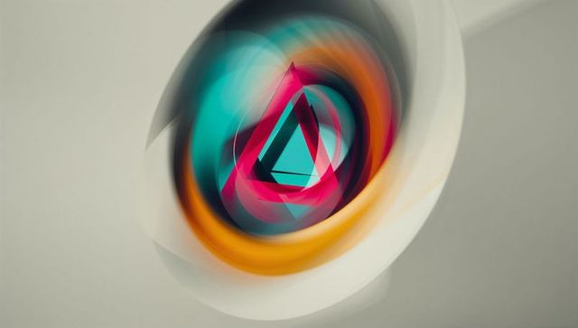 Abstract swirling triangle with translucent geometric rings