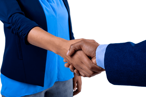 Transparent Business Handshake of Diverse Partners in Office Attire