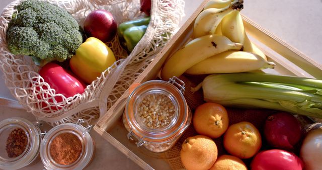 Fresh Organic Produce in Eco-Friendly Mesh Bags and Wooden Crates - Download Free Stock Images Pikwizard.com