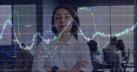 Confident Businesswoman Analyzing Financial Data in Corporate Office