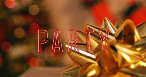 Christmas Party Celebration with Festive Decorations and Lights