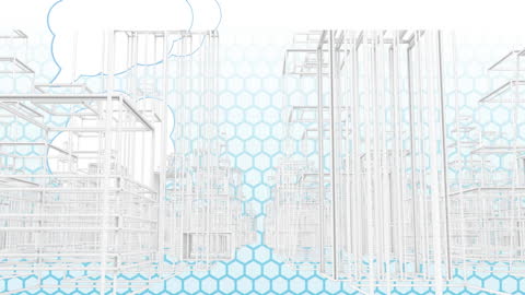 3D Futuristic Cityscape with Hexagonal Pattern