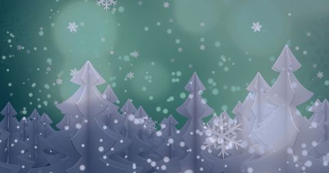 Winter Wonderland with Falling Snow on Christmas Trees Background