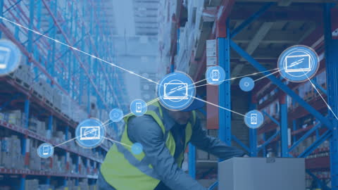 Warehouse Worker Information Network Connection Concept