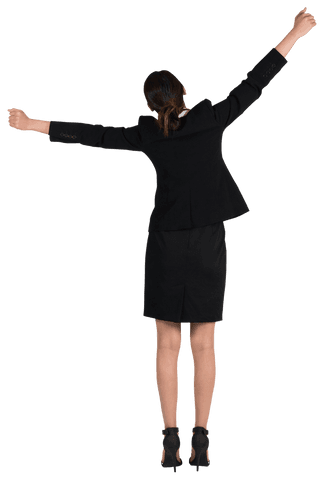 Joyful Businesswoman Celebrating Success on Transparent Background