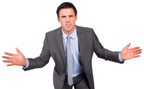 Transparent Businessman Gesturing In Confusion