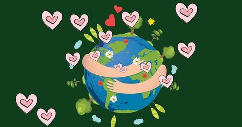 Conceptual Earth Embraced by Love and Nature