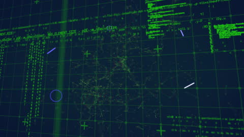 Intricate Data Processing with Blue and Green Abstract Shapes