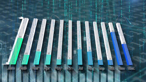 Financial Bar Graphs and Binary Code Animation