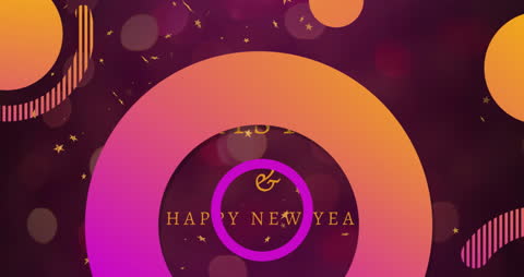 Colorful New Year Greeting Animation with Geometric Shapes