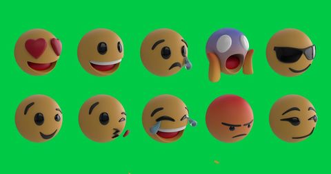 3d emoji expressions on green background