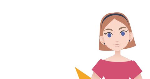 Cartoon Woman Character in Pink with Copy Space