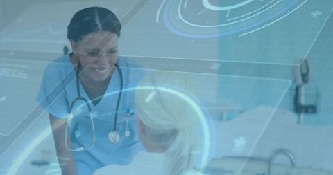 Compassionate Nurse Interacting with Patient in Modern Hospital