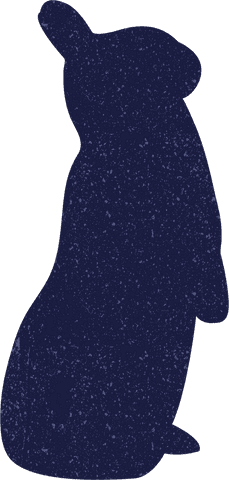 Blue rabbit silhouette illustration on transparent background