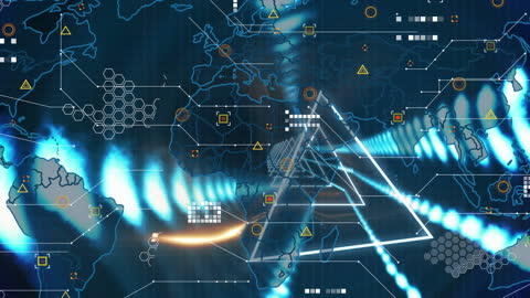 Futuristic Global Data Interface Visualization with World Map