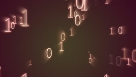 Flow of Binary Code with Glowing Digits on Dark Background