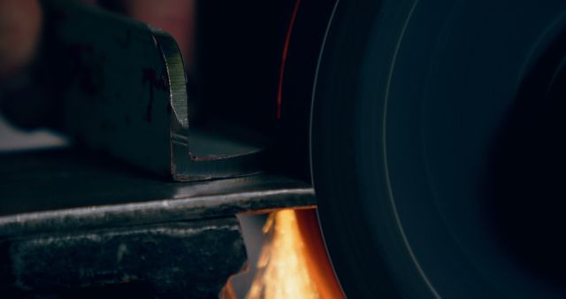 Close-Up of Blade Being Sharpened on a Grinding Wheel - Download Free Stock Images Pikwizard.com