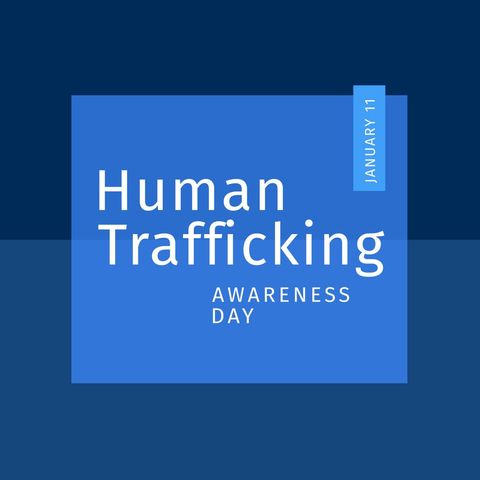 Human Trafficking Awareness Day Concept on Blue Background - Download Free Stock Templates Pikwizard.com