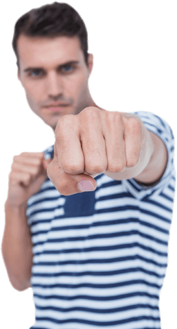 handsome confident man showing punch pose transparent background - Download Free Stock Videos Pikwizard.com