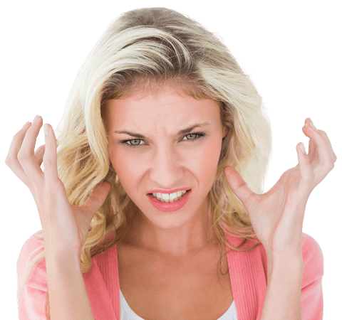 frustrated blonde woman with hands raised on transparent background - Download Free Stock Videos Pikwizard.com