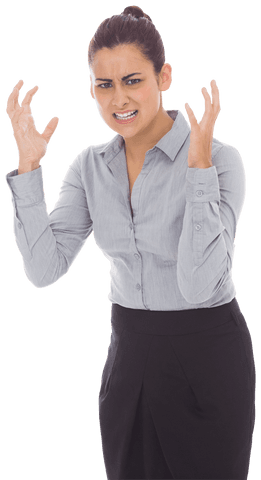 Furious Businesswoman with Frustrated Expression Transparent Background